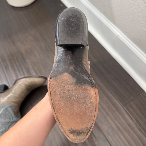 Vintage UNIQUE Green Blue Leather Western Cowboy Boot Women's Size 9 - Picture 5 of 8